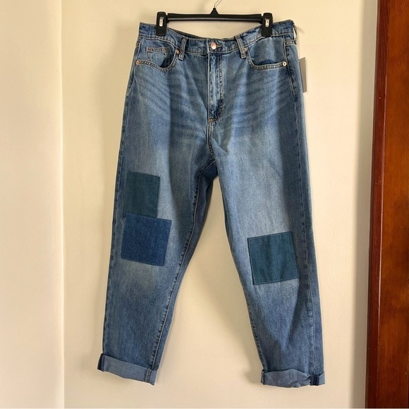 New Boyfriend Blue Jeans Patchwork Denim Universal Thread women’s 10/30R - Picture 1 of 9